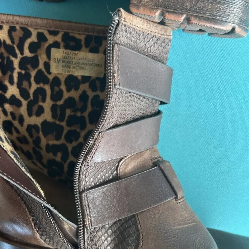Sofft Aldina Moto Grunge Brown Leather Buckle Strap Mid Calf Comfort Boots Sz 8M - Picture 7 of 12